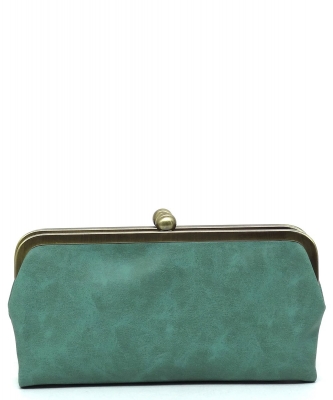 Fashion Kiss Lock Clutch Wallet BP208 TURQUOISE